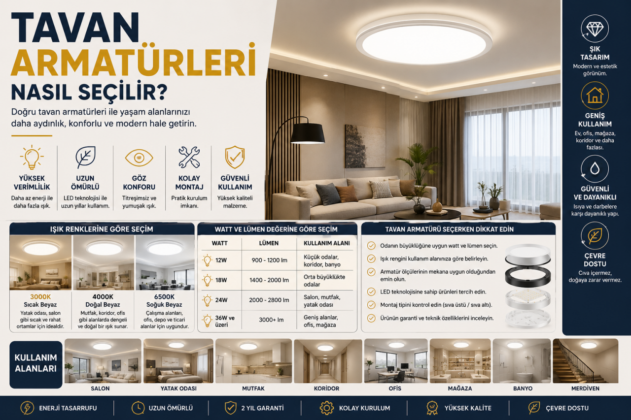 Tavan Armatürleri Nasıl Seçilir? Aydınlatma Rehberi