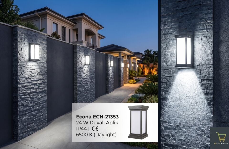 Econa ECN-21353 24W 6500K Dış Mekan LED Duvar Aplik IP44