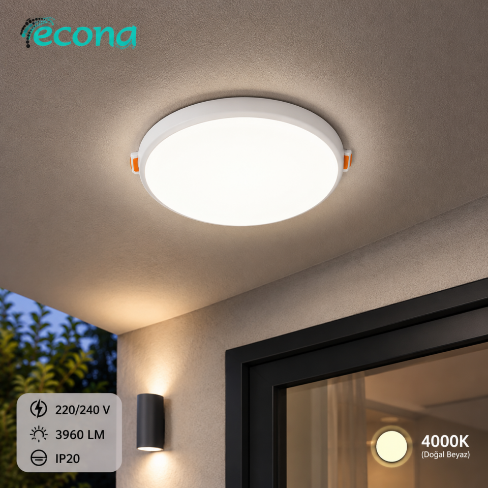 Econa ECN-1370 36W Seri LED Panel Yuvarlak 4000K 3960 Lümen
