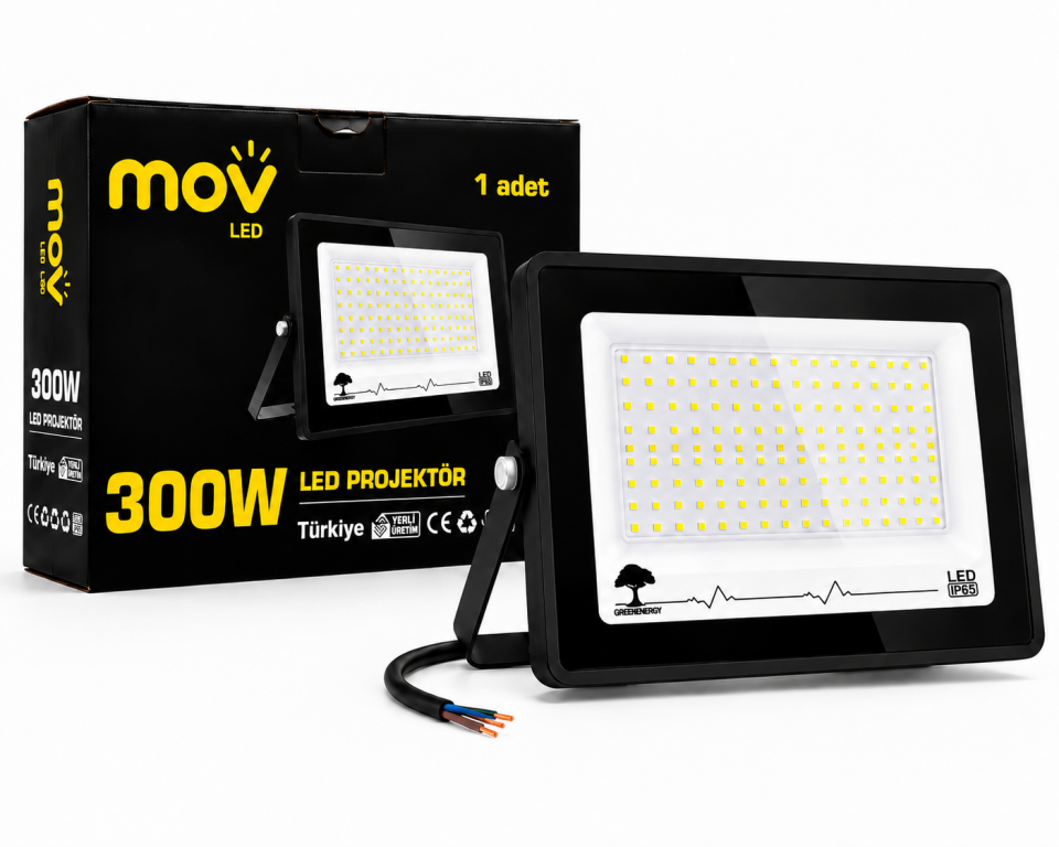 MOV 300W LED Projektör 6500K Beyaz Işık 30.000 Lümen Dış Mekan
