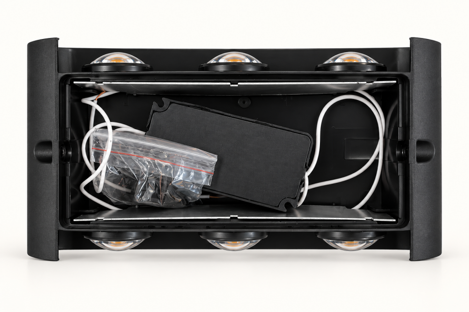 KIALED 12W Çift Yönlü LED Duvar Apliği 3x2 Amber Işık İç ve Dış Mekan