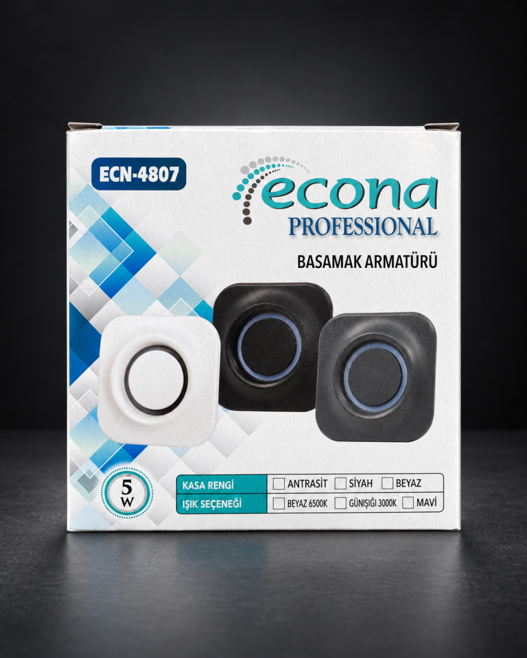 Econa ECN-4807 5W Sensörsüz Basamak Armatürü Siyah 6500K Beyaz Işık