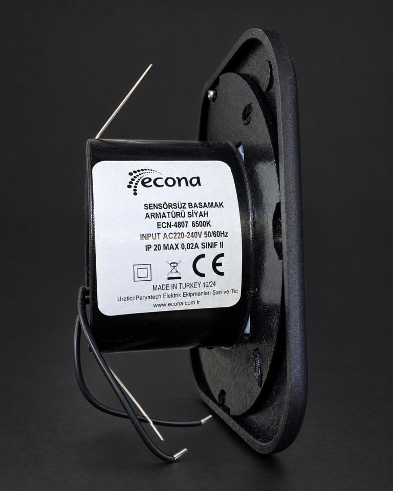 Econa ECN-4807 5W Sensörsüz Basamak Armatürü Siyah 6500K Beyaz Işık