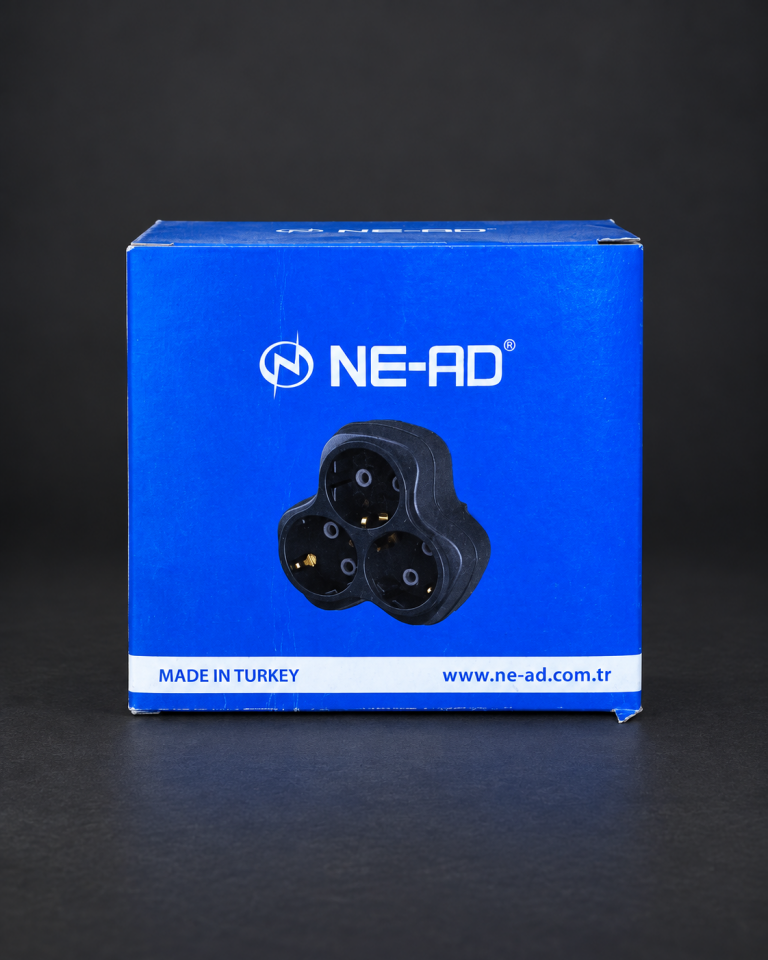 NE-AD Siyah Üçlü Topraklı Priz Adaptörü 16A 3500W