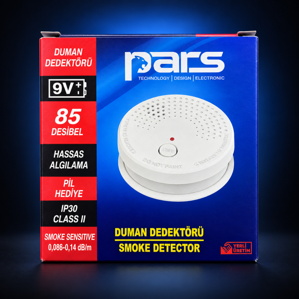 Pars 9V Pilli Duman Dedektörü 85 dB Alarm – Beyaz