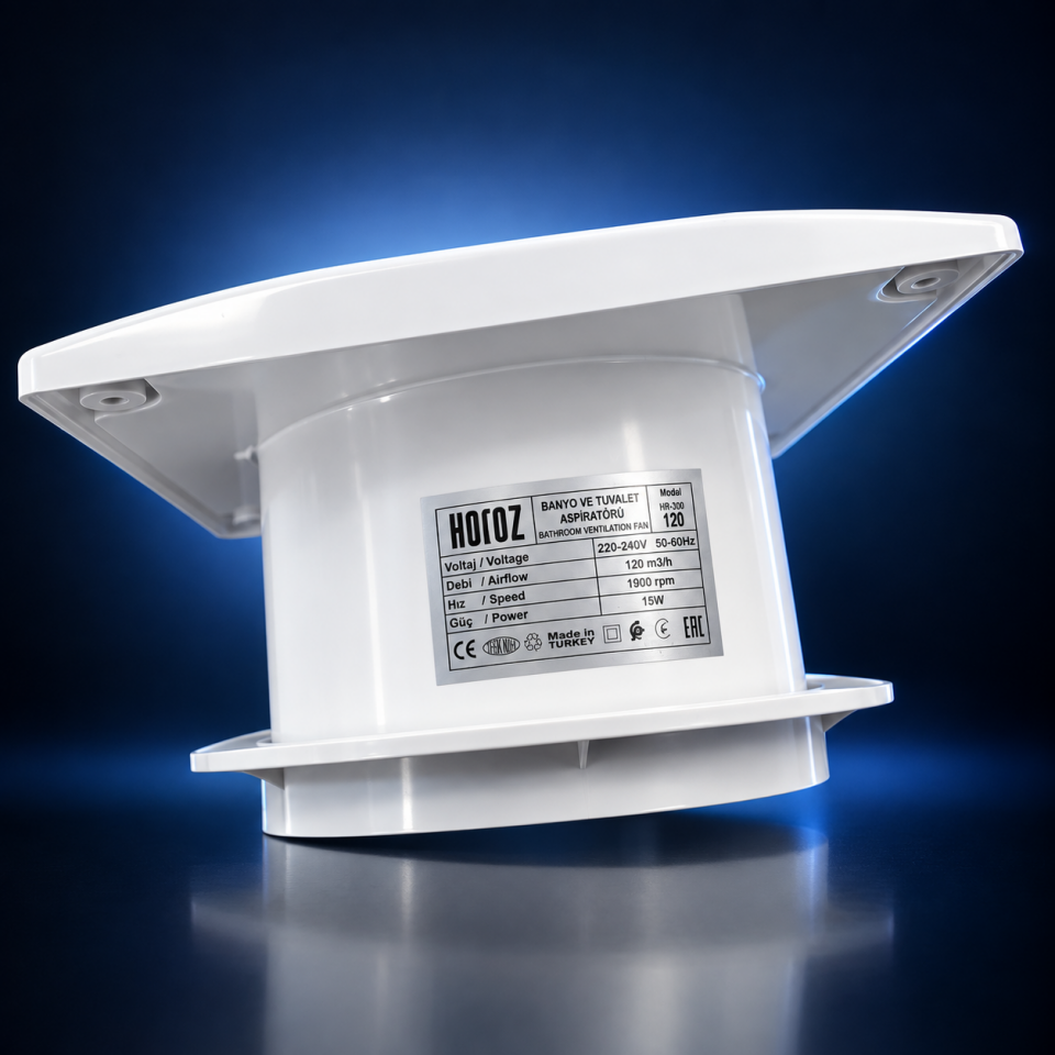 Horoz Electric 120 mm Banyo Aspiratörü 15W 120 m³/h Beyaz