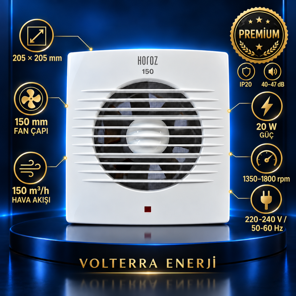 Horoz Electric 150 mm Banyo Aspiratörü 20W 150 m³/h Beyaz