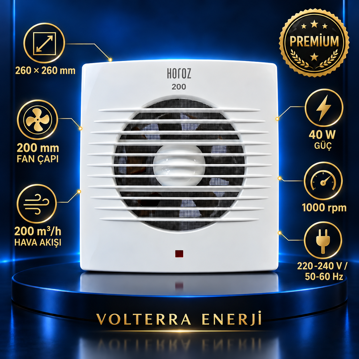 Horoz Electric 200 mm Banyo Aspiratörü 40W 200 m³/h Beyaz