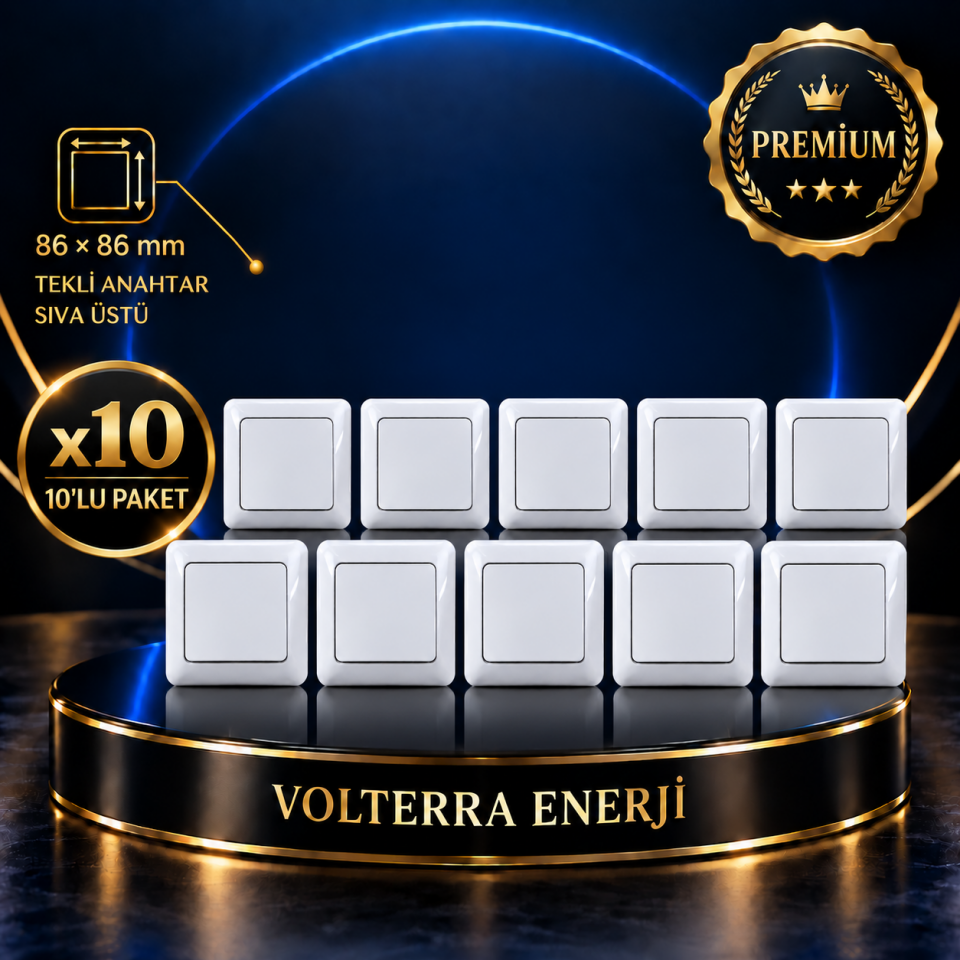 ELBI 10lu Tekli Anahtar Sıva Üstü Beyaz 10’lu Paket