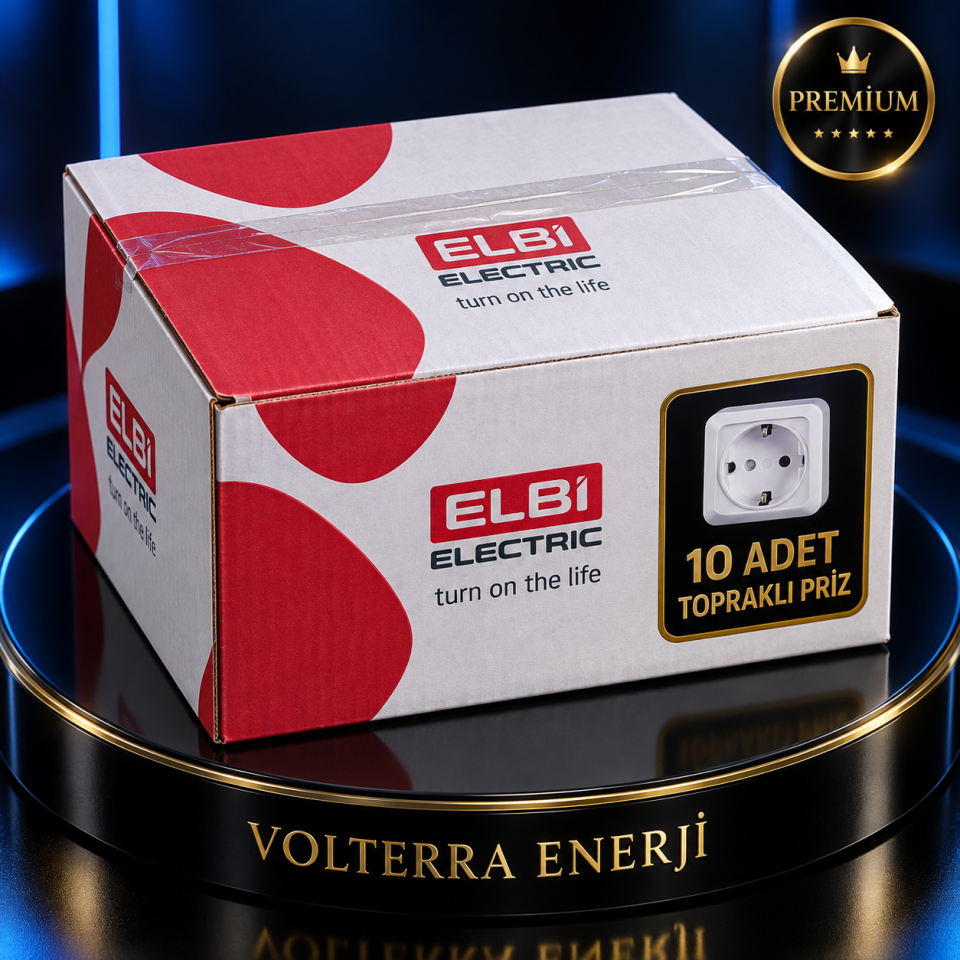 ELBI 10lu Sıva Üstü Priz Topraklı Beyaz 16A 10’lu Paket