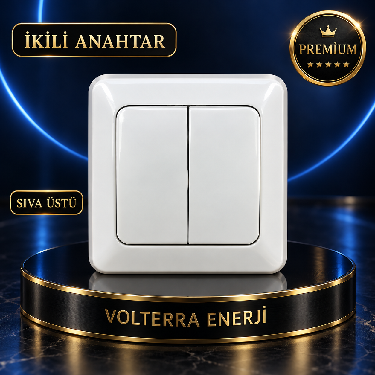ELBI İkili Sıva Üstü Anahtar Beyaz