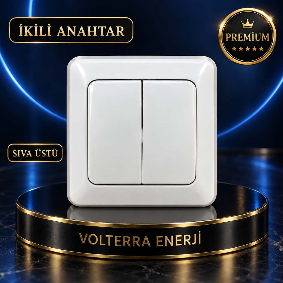 ELBI İkili Sıva Üstü Anahtar Beyaz