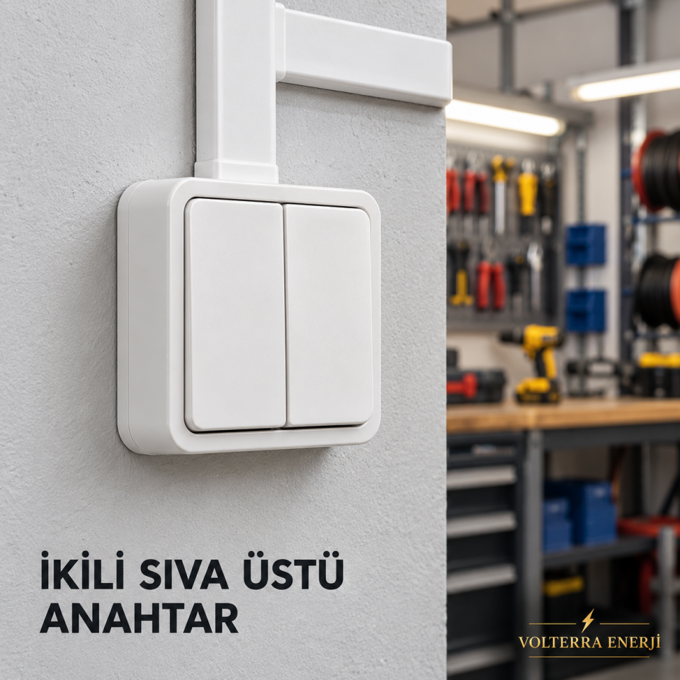 ELBI İkili Sıva Üstü Anahtar Beyaz