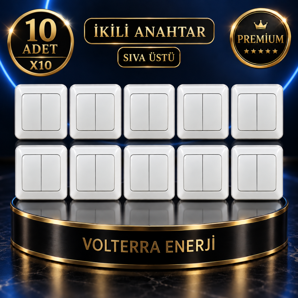 ELBI 10lu İkili Anahtar Sıva Üstü Beyaz 10’lu Paket