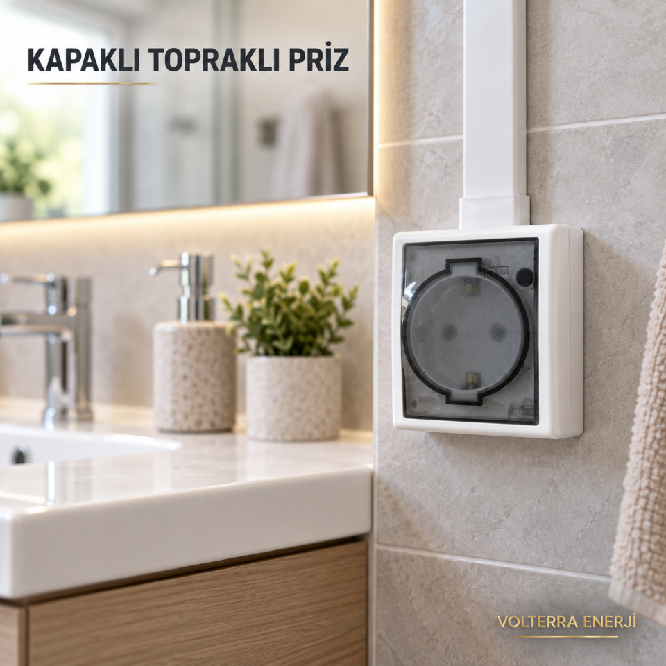 ELBI Kapaklı Topraklı Priz Tekli Sıva Üstü Beyaz