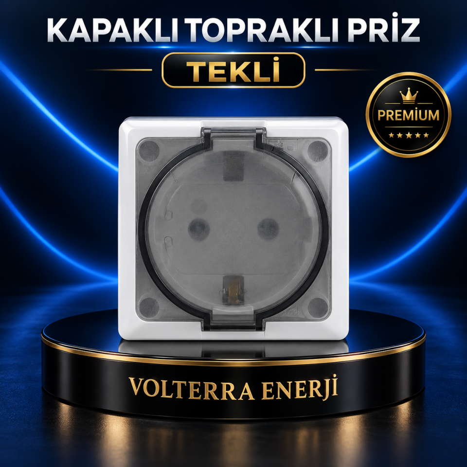 ELBI 10lu Kapaklı Topraklı Priz Sıva Üstü Beyaz Paket
