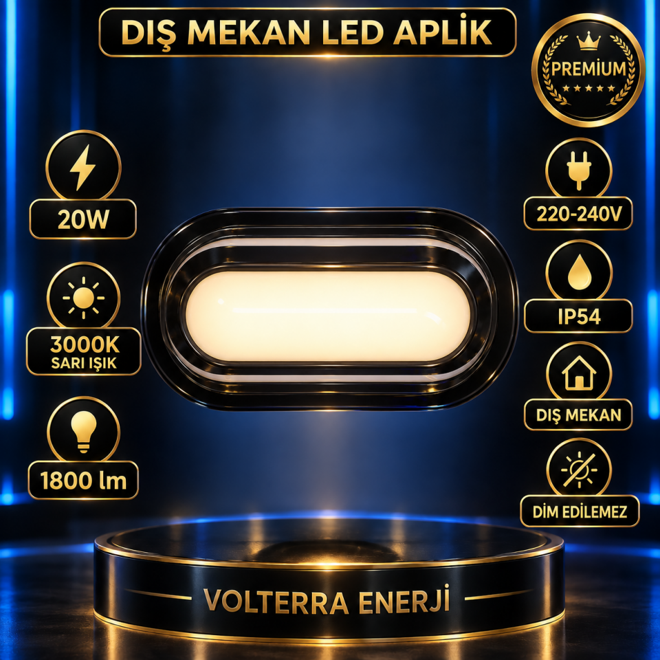 Econa 20W Dış Mekan LED Aplik IP54 3000K Siyah