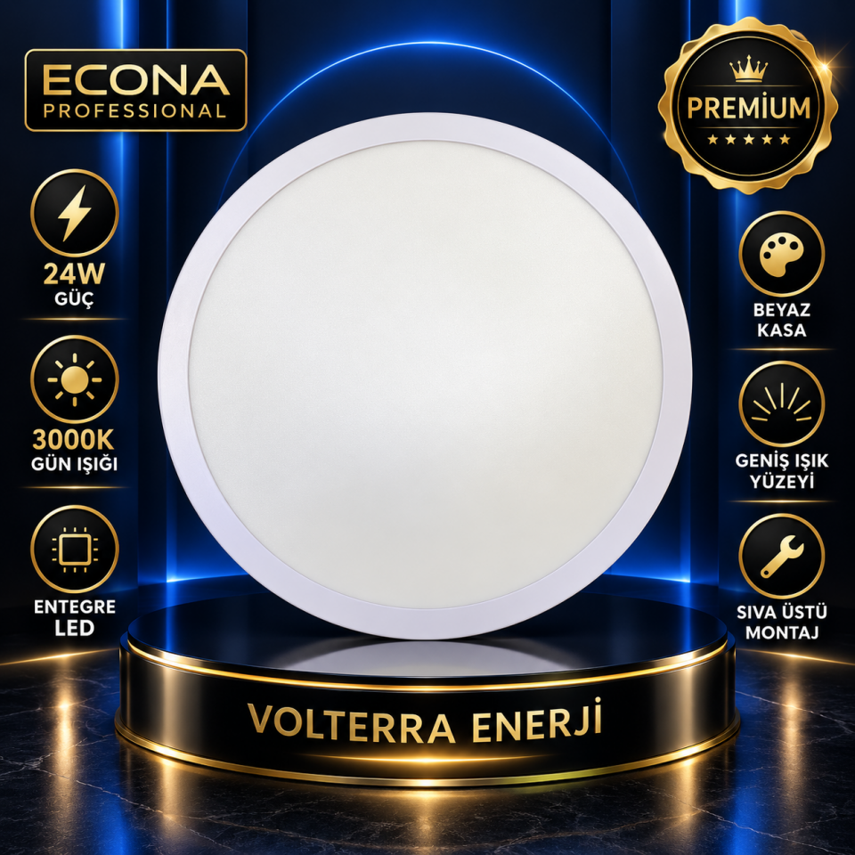 Econa 24W LED Tavan Armatürü 3000K Gün Işığı