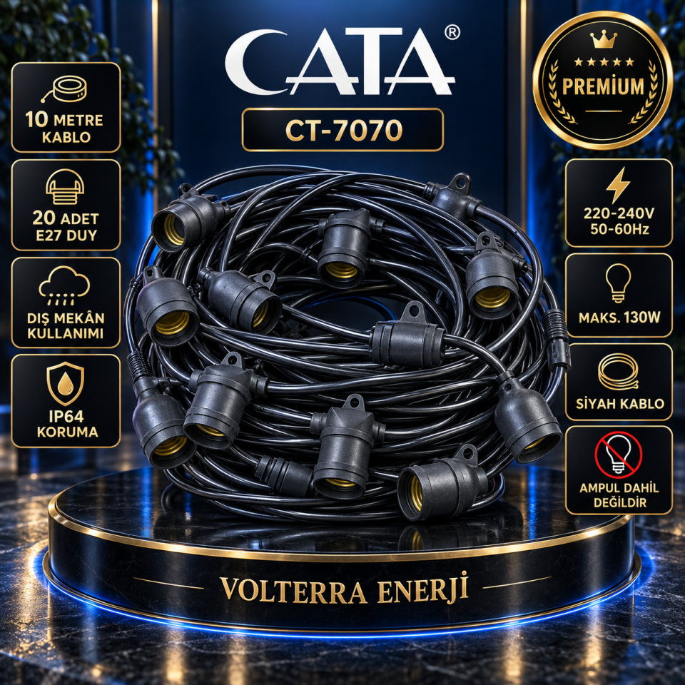 Cata CT-7070 Dış Mekan Sarmaşık Armatür 10m 20 E27