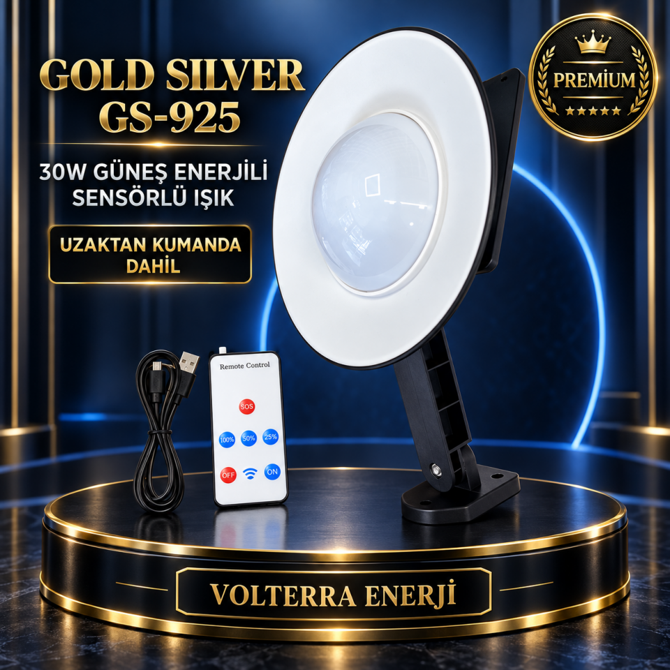 Gold Silver GS-925 30W Güneş Enerjili Sensörlü Duvar Lambası