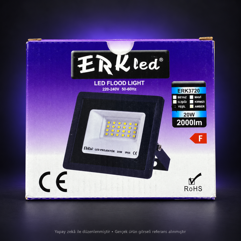ERK LED ERK3720 20W Yeşil LED Projektör IP65