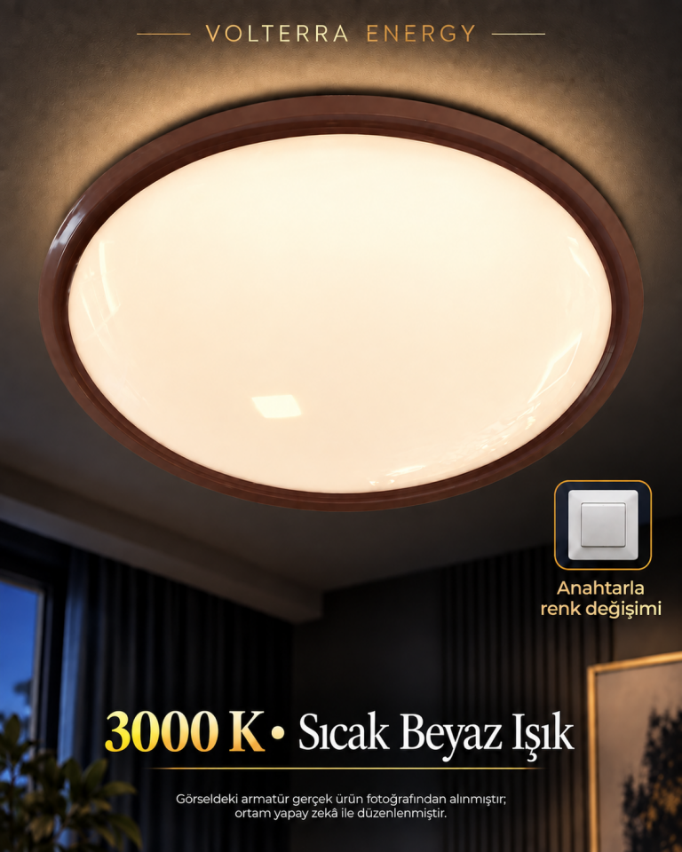 Ege Sedef SDF-1829 CH 3 Renkli LED Tavan Armatürü – Anahtarla Değişen 3000K 4000K 6500K Işık