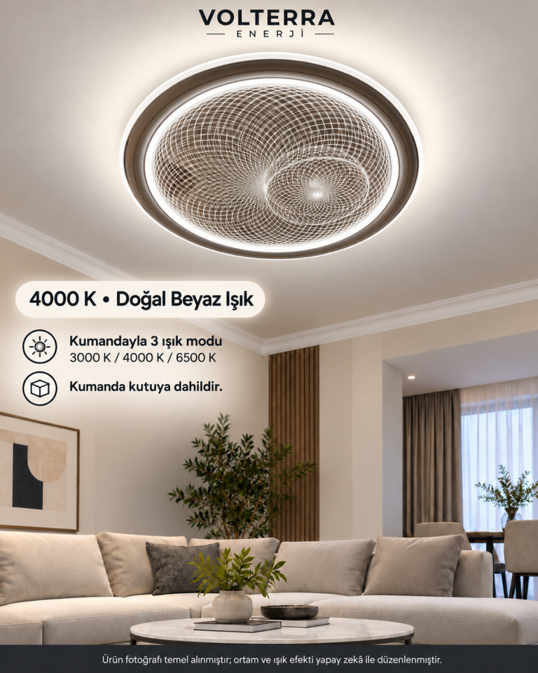 Kumandalı 3 Renkli Yuvarlak LED Avize – Spiral Desenli