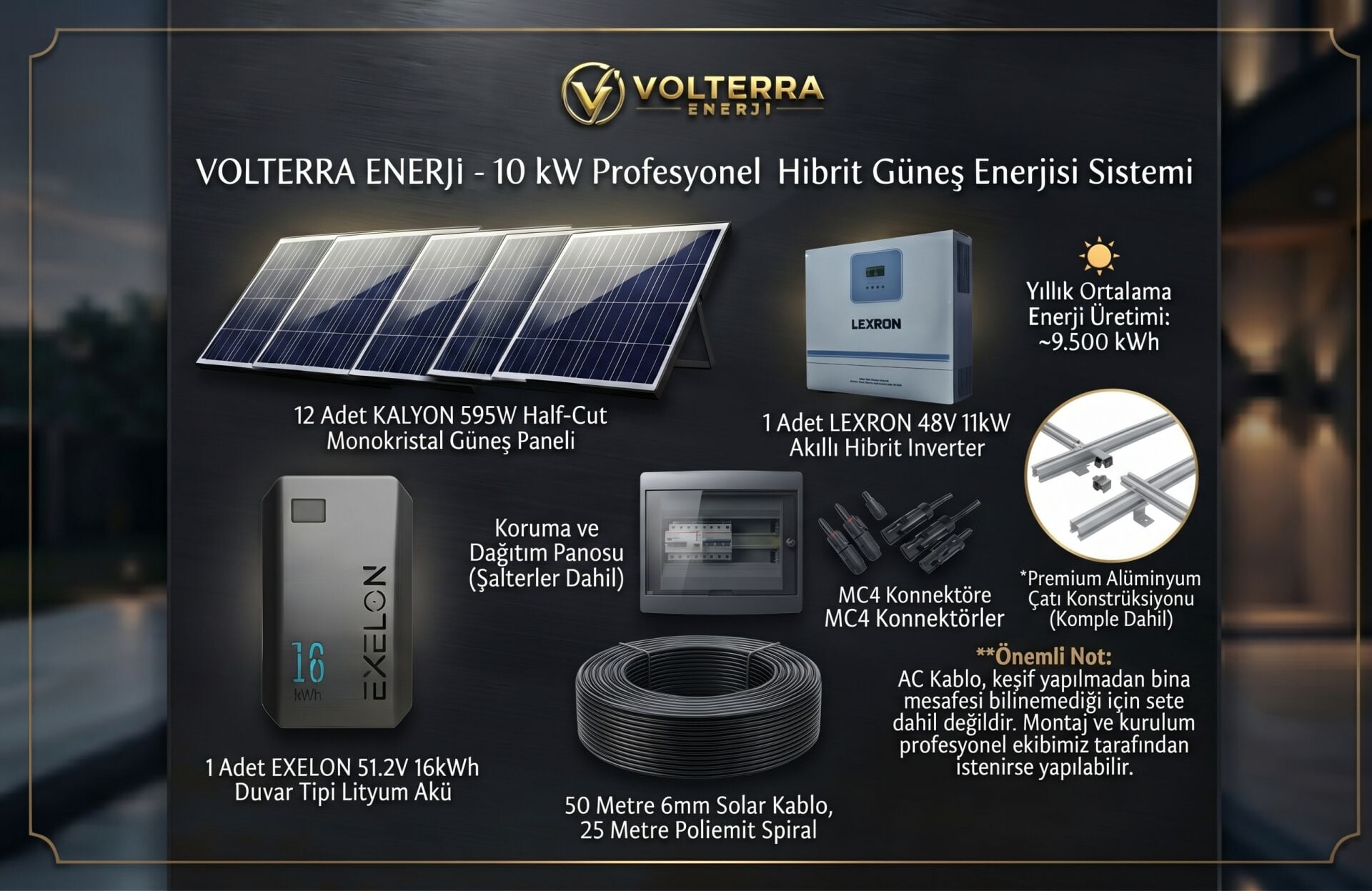 11kW Hibrit Güneş Enerjisi Sistemi